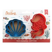 Picture of MERMAID AND SHELL PLASTIC COOKIE CUTTERS SET OF 2
